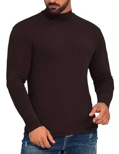 ZAFUL Men's Mock Turtleneck Shirts Long Sleeve Lightweight Slim Fit Undershirt Tops Ribbed Pullover Dress Base Layer Shirts