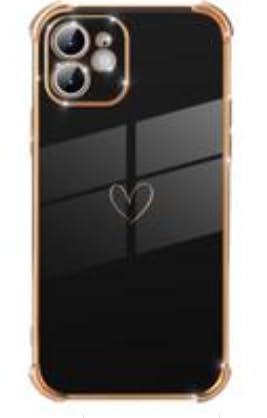 GoodsciousPremium Case for iPhone 12 Pro 6.1 inches- Slim and Lightweight with Cute Love Luxury Design - Anti Shock and Anti Fall Protective Cover - Shockproof Case for Women and Men (Black)