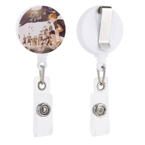 吊り下げ名札用リール ハイキュー!! リールキーホルダー 円形 名札ホルダー 伸縮タイプ 引き込み式 胸に固定 紛失防止 クリップ付き 社員証/定期入れ/パスケース用