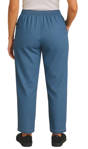 Turtle Bay New York Women's Casual Relaxed Fit Elastic Waist Pull On Denim Jeans2