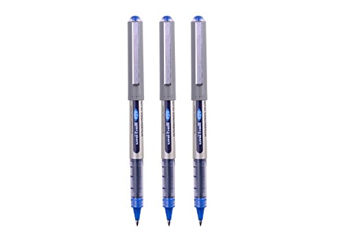 Image of Uni-ball 153486302 UB-157ye Fine Ballpoint Pen, Uni Super Ink, 0.7 mm Tip, Pack of 3, Blue