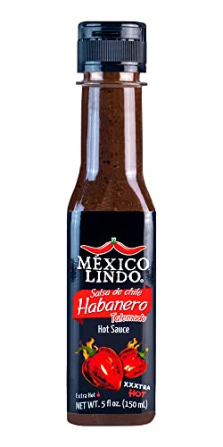 Image of Mexico Lindo Habanero Hot Sauce Xxxtra Hot | 83,200 Scoville Level | Mix of Habanero, Tatemados & Spices | Perfect for Quesadillas, Soups & Nachos | 5 Fl Oz Bottles (Pack of 6)