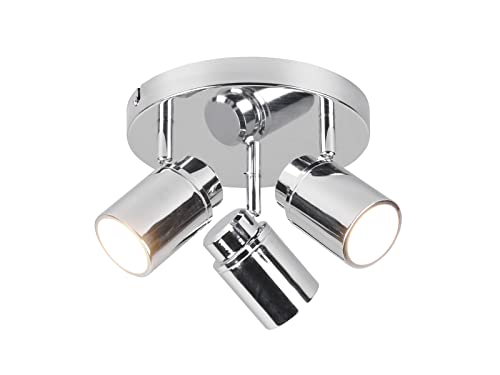 TRIO Beleuchtung LED Badezimmerlampe Deckenstrahler Rondell 3-flammig Silber Chrom schwenkbar, IP44