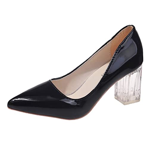 Chaussures décontractées pour femmes à talon carré confortable noir pointu taille 42