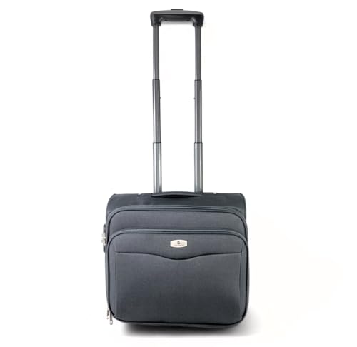 COSHANO Maleta Trolley Equipaje de Mano Comercial piloto Medico Maletin con Ruedas y con 4 Compartimientos (Gris)