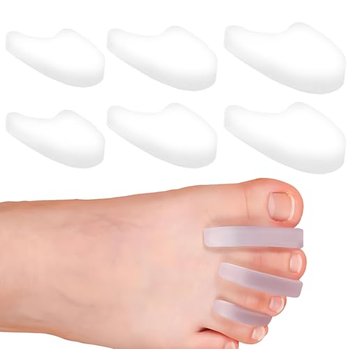 Yatrosynth 6 Pcs Separadores de Dedos, Almohadillas para Juanetes para Mujeres y Hombres, Correctores de Dedos del Pie, para alisar dedos superpuestos, juanetes y callos (3 tamaños) - Transparente