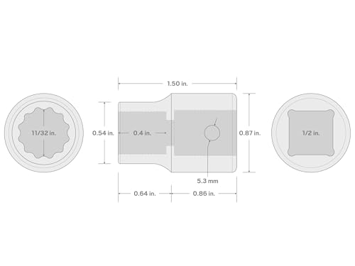 Image of TEKTON 1 /2 Inch Drive x 11 /32 Inch Impact Socket | SID22209