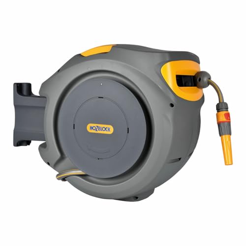 Hozelock AutoReel Wall Box with 12.5 mm Diameter 20 m Hose and Accessories, 180° Swivel