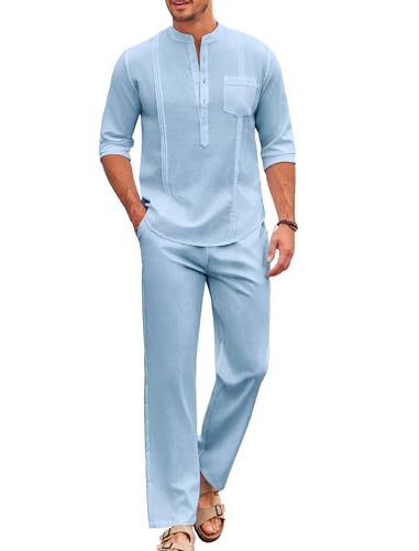 COOFANDY Men's Casual 2 Piece Cotton Set