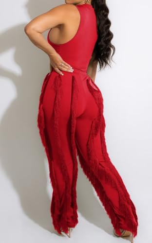 Image of EDITCOZY Women Sexy Two Piece Outfits Fringe Pants Set Tassel Club 2 Piece Sets Going Out Birthday Party Night