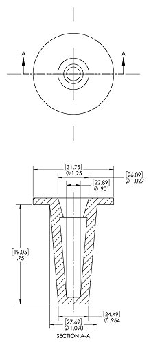 Image of Caplugs T-13 T Series, Plastic Tapered Cap and Plug, Red LD-PE, Protective Closures, Dust & Moisture Seals, MIL Spec, SAE Fittings, EZ Remove, Cap OD 0.901 inch x Plug ID 1.09 inch, Pack of 100 (99394292)