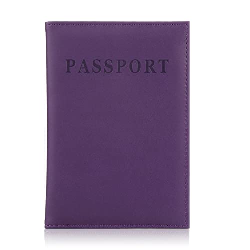 Bluelans Passport and Vaccine Card Holder, PU Leather Passport Holder with Vaccine Card Slot, Slim Passport Cover, Passport Wallet with Vaccine Card Protector, Travel Gifts for Women Men Purple