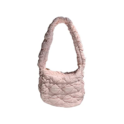 Sac fourre-tout matelassé rose avec multiple compartiments zippés