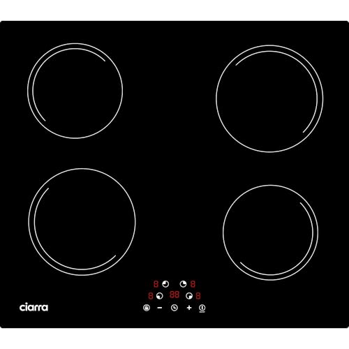 CIARRA AWBBIH4-E Plaque de cuisson à induction encastrable 60 cm avec 4 feux, Commande Tactile, 9 Niveaux de Puissance, Minuterie, Arrêt Automatique