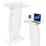 VIVO Acrylic Podium Stand, Sleek Transparent Professional Presentation Lectern with 27 inch Reading Surface Platform, Clear Appearance for Office, Classroom, Restaurant, and More, Stand-PDMA