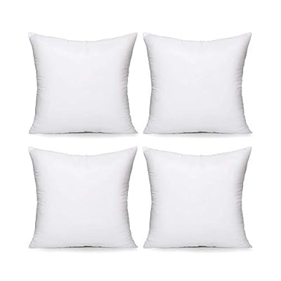 Acanva Throw Pillow Inserts Decorative Stuffer Soft Hypoallergenic Polyester Couch Square Form Euro Sham Cushion Filler, 20"-4P, White 4 Count