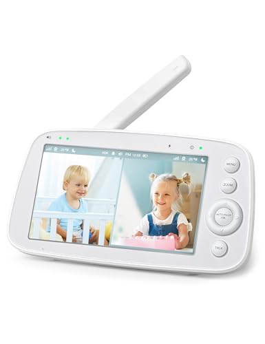 HiPP Video Baby Monitor Screen, 5â€ Parent Unit for VAVA, Single Split-Screen, Infrared Night Vision, 2X 4X Zoom, 900ft Long Range, 4500mAh Battery, 2-Way Audio Talk