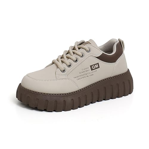 Women's Low Top Thick Sole Boots,Lace-Up Platform Sneakers,Casual Non Slip Walking Shoes, Fashion Comfort Platform Round Toe Loafers