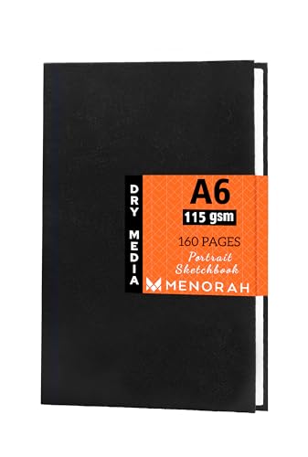 Image of MENORAH Paper Artist Sketch Book - A6-115 Gsm (160 Pages / 80 Sheets) Drawing Notebook - Hard Bound Book - (14.8 Cm X 10.5 Cm) - Completely Handmade - Portrait-Black, Watercolor