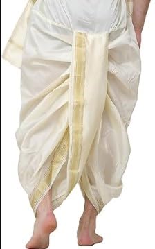 Image of Traditional Fancy Men's Silk Dhoti with Paithani Zari Border, 4 Meter