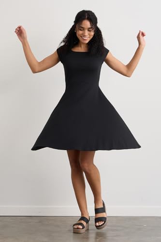 Image of Fair Indigo Women's 100% Organic Pima Cotton Ballet Neck Dress