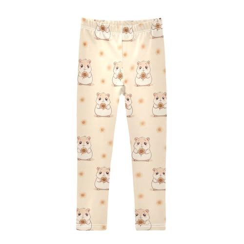 Girls' Athletic Leggings Ankle Length Yoga Dance Pants Kids Teen 4T Hamster Sunflower