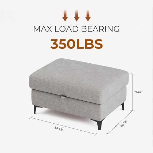 Image of Upvilla 35 inch Large Storage Ottoman for Living Room(Light Gray)