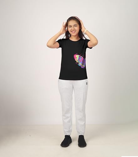 Image of KYDA KIDS Girls 100% Pure Cotton Printed T-Shirt Round Neck Short Sleeve Regular Fit Soft Breathable Casual Tops Summer Wear Daily Comforts -Pack of 3