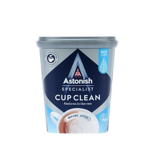 HOCHSTE Specialist Clean & Revive Cup Cleaner Tea & Coffee Stain Remover for Mugs Flasks Teapots Cleans Glazed Ceramic Stainless Steel Glass & Plastic No Scrubbing Needed 350g