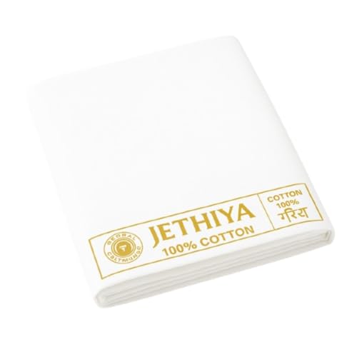 JETHIYA White 100% Pure Cotton Shirting & Dress Material | Unstitched Fabric for Men’s Shirt, Kurta-Pajama, Tailoring Cloth – Premium Soft & Breathable Cotton (3 Mtrs)