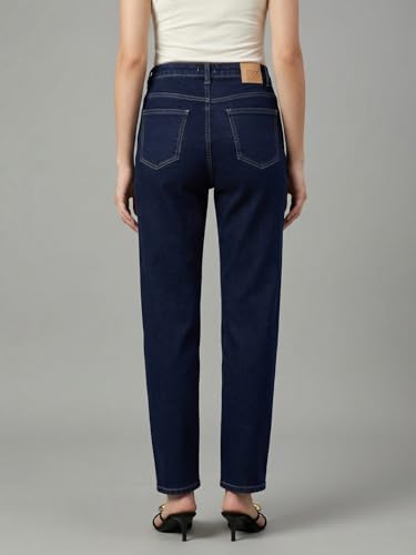 Image of Urbano Fashion Women's High Rise Straight Fit Washed Jeans Non-Stretchable