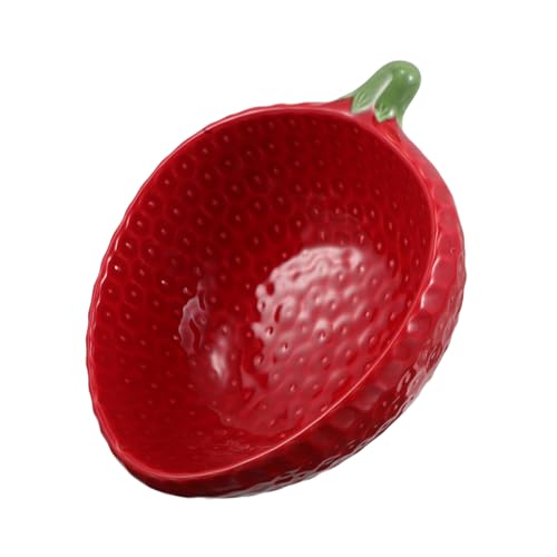 PRETYZOOM Strawberry Embossed Ceramic Bowl Artistic Tableware for Soup Rice and Fruit Microwave Safe Heat Resistant for Family Dining for Special Occasions