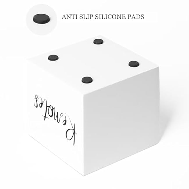 Wood Remote Control Holder, TV Remote Control Organizer for Home Bedroom Table, Multi-Purpose Desktop Storage (White, S,for 2 or 3 Remote Controls)