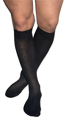 DREAM SOCKS 6 paires de chaussettes longues pour hommes en coton fin 100% ECOSSE, produit MADE IN ITALY (39-42, 6 paia BLACK) Cover