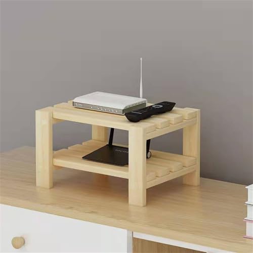 JUTSTJUKO Wooden Router Shelf Wall Mount WiFi Router Storage Box Modem Cable Router Cover Organized Power Strip Cable Management Hider Rack (Two layers)
