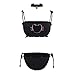 Women's Cute Anime Kawaii Cat Kitten Cosplay Lingerie Set Micro Tanning Bikini Halter Strappy Tiny Bra Mini Panty Necklace 3Pcs Extreme Swimsuit Black-03 one Size