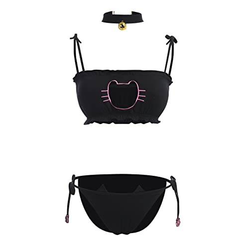 ABAFIP Womens Cute Kawaii Anime Cat Kitten Lingerie set Micro Bikini Strappy Tiny Bra Mini Panty Extreme Swimsuit2