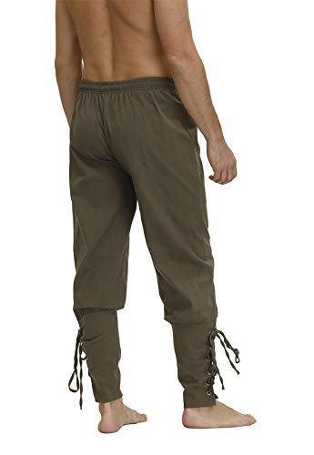 Men's Ankle Banded Cuff Renaissance Pants Medieval Viking Navigator Trousers Pirate Cosplay Costume with Drawstrings