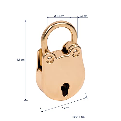 HMF Mini Decorative Padlock with Key, Gold, oval - Image 2