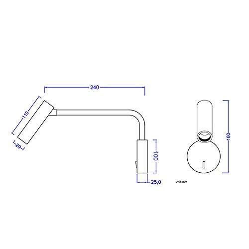 Lámpara de lectura flexible LED de 3W TYKHGFS para mesita de noche en hotel y hogar 2