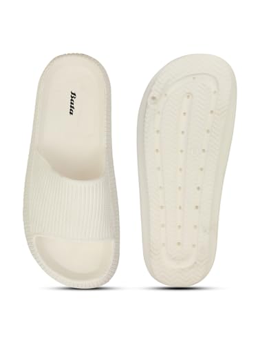 Image of Bata 8711 Zane: White Casual Mule Slip-On Thong Slippers for Men