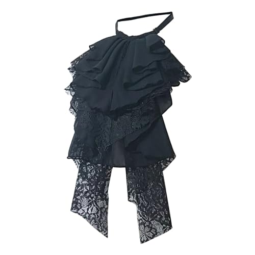 Corbata victoriana de encaje desmontable con volantes y cuello sintético para disfraces renacentistas, accesorios de fiesta, festivales renacentistas, accesorios de ropa, Negro, Talla única