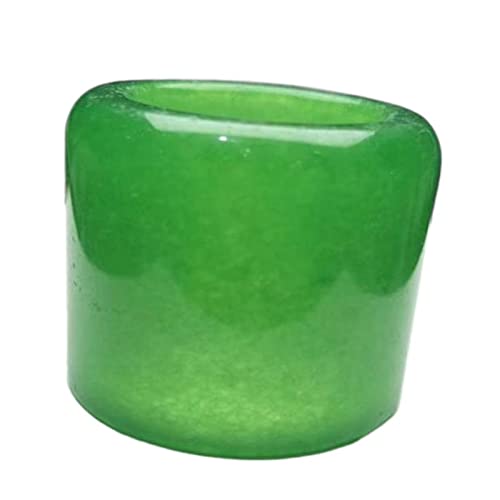 Natural Green Jade Thumb Rings Men Women Jewelry Real Emerald Jadeite Jades Stone Wide Thumbring (Gem Color : 22mm)