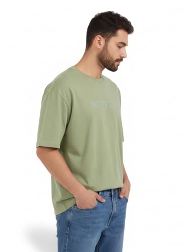 Image of FYLTR Men's Relaxed Fit Oversized T-Shirt | Cotton Blend | Round Neck and Half Sleeves Casual T-Shirt | Comfortable Summer Wear