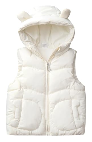 Happy Cherry Boys Girls Hooded Puffer Vest Padded Winter Warm Sleeveless Zipper Jacket with Pocket 1-5Y