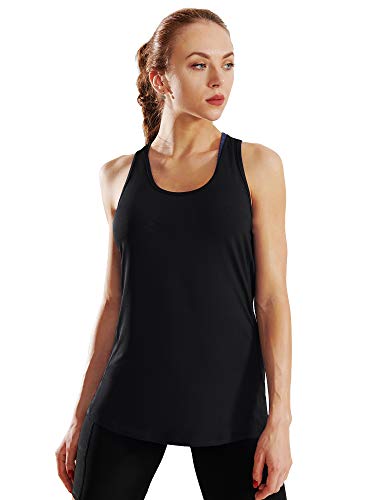 Image of NELEUS Women's Sleeveless Sports Tees Racerback Yoga Workout Tank Top, 06# Black /Black /Black, 3 Pack, Large