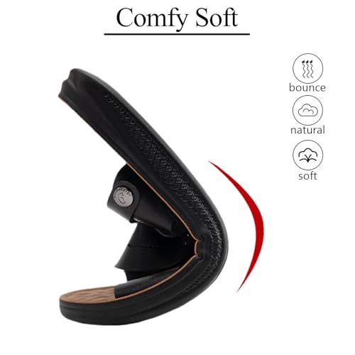 Mens Leather Flat Beach Sandals Comfortable Slip-On Round Open Toe With Adjustable Ankle Strap Sandals For Casual Daily Outdoor Summer Beach Vacation3