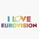 Magnet I Love Eurovision - Rainbow Pattern Magnetic Vinyl Sticker Decal 5"