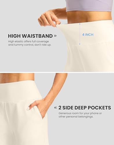 Women's Athletic Shorts with Zipper Pocket 7" High Waisted Stretchy Bermuda Shorts for Women Workout Running Casual4