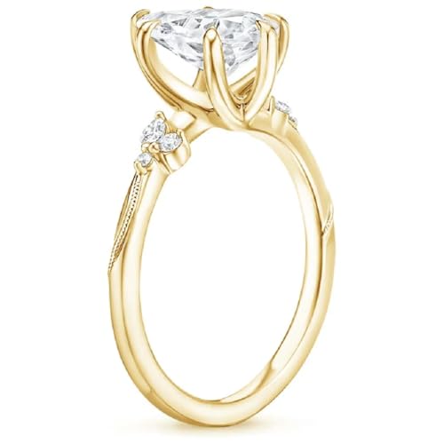 Generic 4 CT Marquise Moissanite Engagement Ring Set, Yellow Gold, Unique Bridal Set, 63